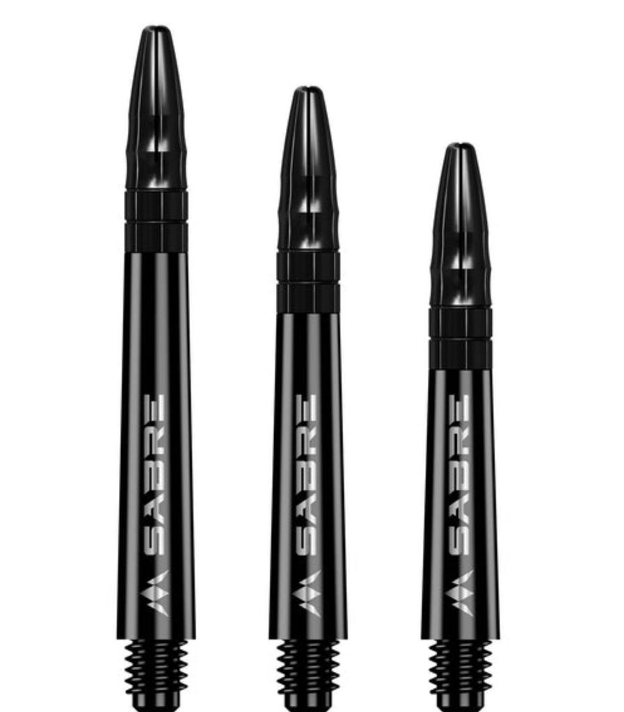 Mission Sabre Dartschäfte | Polycarbonat & Aluminium | Medium Schwarz | 2BA Gewinde | 1 Set = 3 Stück