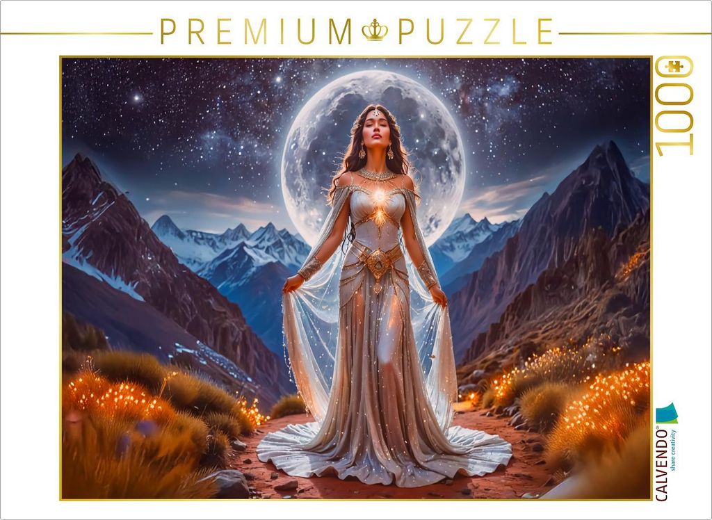 CALVENDO Puzzle Mama Quilla, Mondgöttin mit Silberglanz | 1000 Teile Lege-Größe 64x48cm Foto-Puzzle für glückliche Stunden