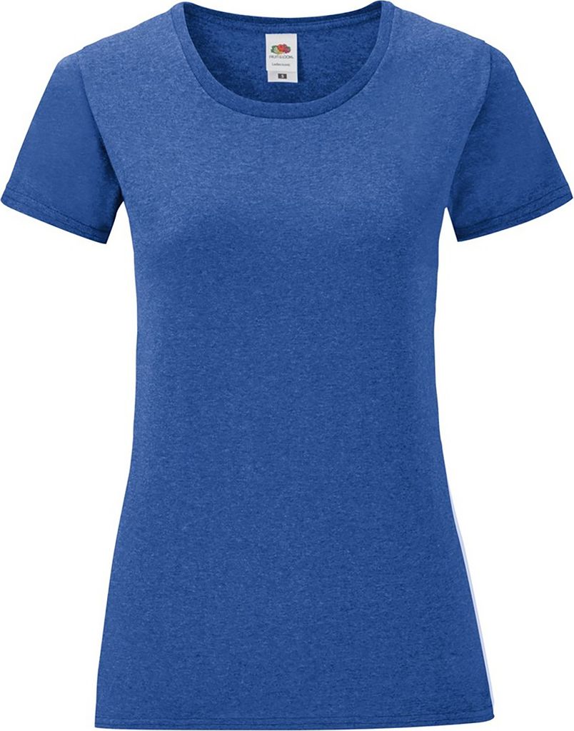 Fruit Of The Loom Damen T-Shirt Iconic, kurzärmlig PC3400 (M) (Königsblau meliert)