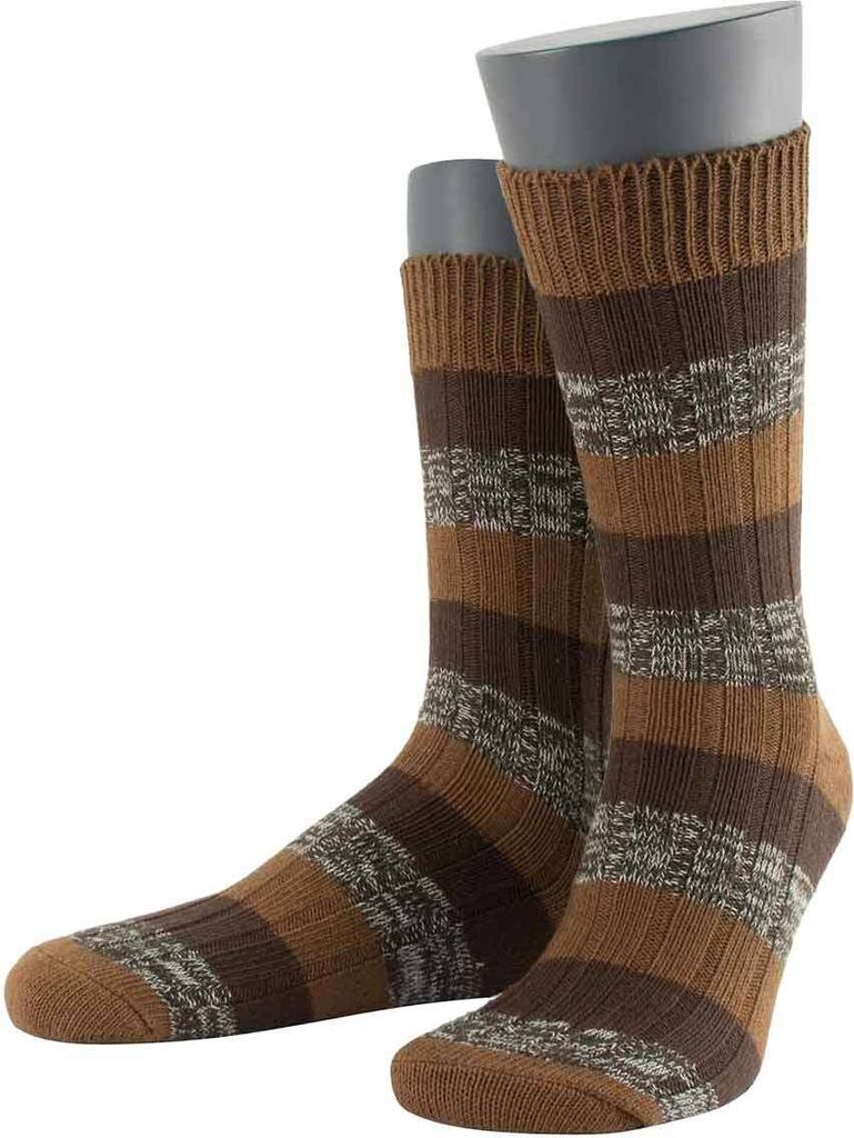 Herren Baumwollsocke FASHION TWO TONE mit Blockringel-Design braun-43-46