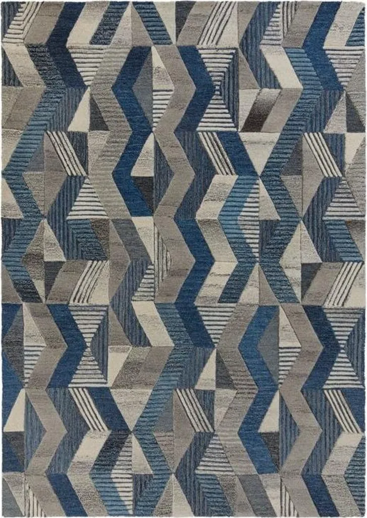 Tapis Bleu 160 x 230 cm Moda Asher - Texture Douce et Motifs Modernes