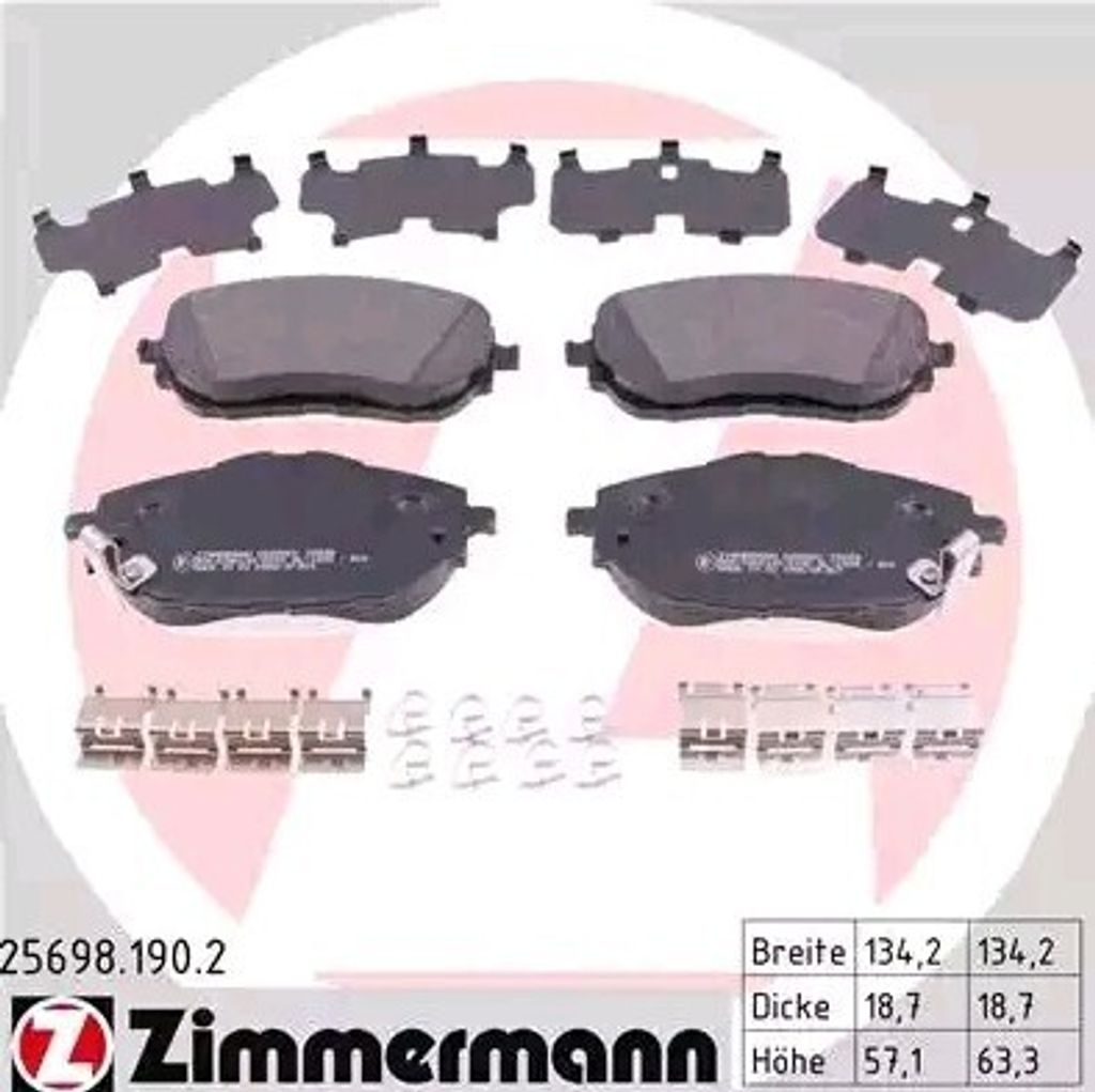 ZIMMERMANN 25698.190.2 - Bremsbeläge für Auris (E18), Corolla (E18)