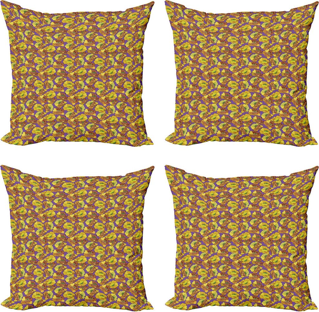ABAKUHAUS Botanisch Kissenbezug Set (4 Stück), Mohnfeld, Moderner Doppelseitiger Digitaldruck, 50 cm x 50 cm, Mehrfarbig