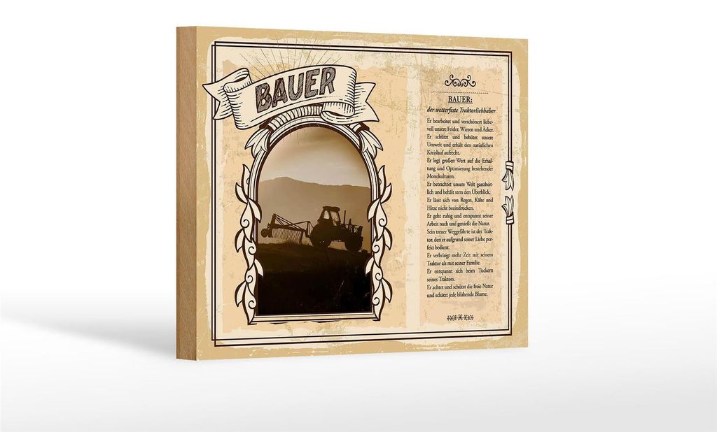 Holzschild Berufe 18x12 cm Bauer wetterfest Traktorliebhaber