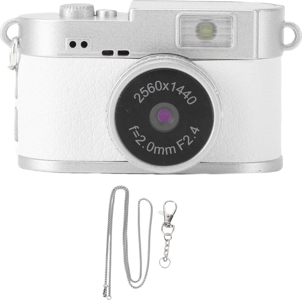 Retro-Digitalkamera 2K FHD Video 2MP Foto Kompaktkamera für Reisen Studie Aufnahme 1,47-Zoll-Farbbildschirm 128GB Kleine Speicherkarte Weiß