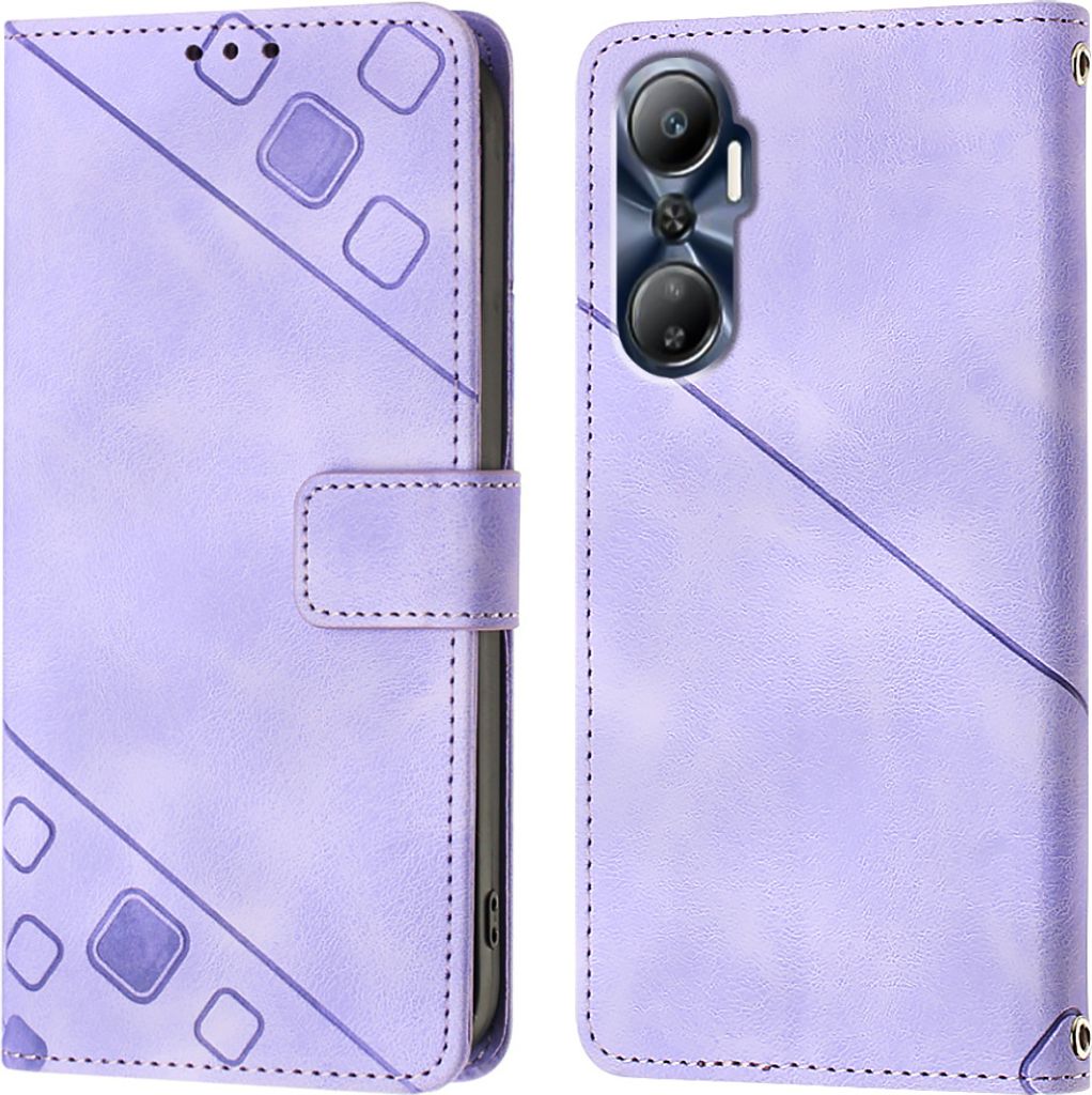Hülle für Infinix Hot 20 4G X6826 Prägung Flip Leder Brieftasche Schutzhülle mit Ständer Lila