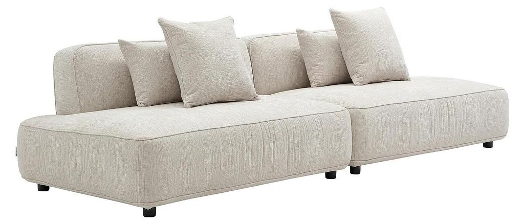 5-Sitzer Ecksofa modular in beigem Chenille-Stoff LELACO