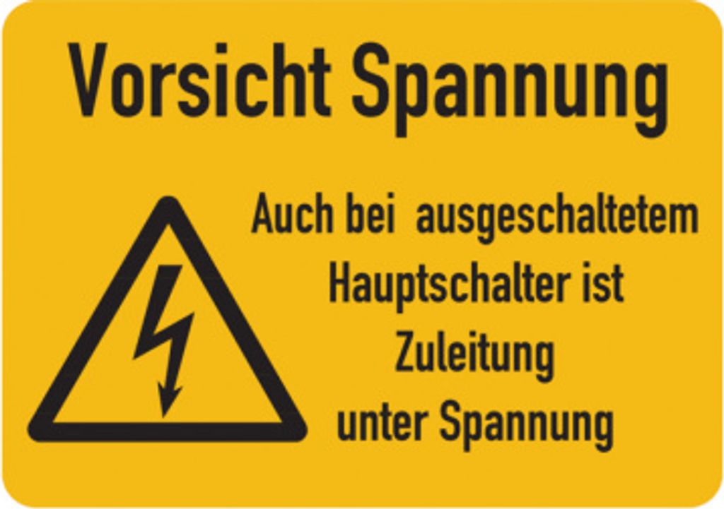 Dreifke Warnschild, Zuleitung unter Spannung, Folie - ISO 7010 | Folie selbs...