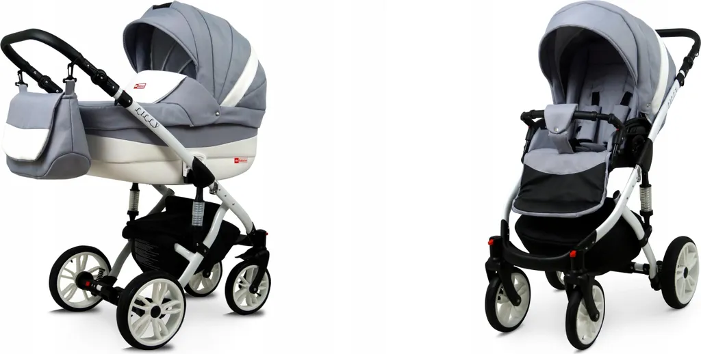 Poussette 2in1 BabyLux® Lilly - Combo Landau/Buggy Silver, Facile à Pliée