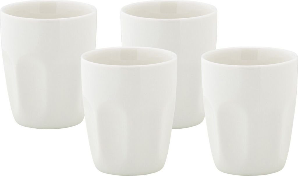 Maxwell & Williams KITCHEN Tassen-Set, 4-tlg., Becher, Kaffeebecher, Teetasse, Porzellan, Weiß, 200 ml, DV0189
