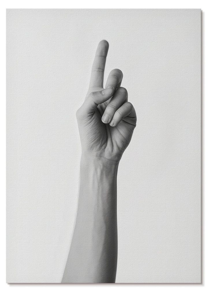 POSTER - 59x84 cm (A1) - Kopp - Monochrome Hand auf weißem Hintergrund - Wandbild für Wohnzimmer Schlafzimmer & Flur, Modernes Poster Wanddeko, U...