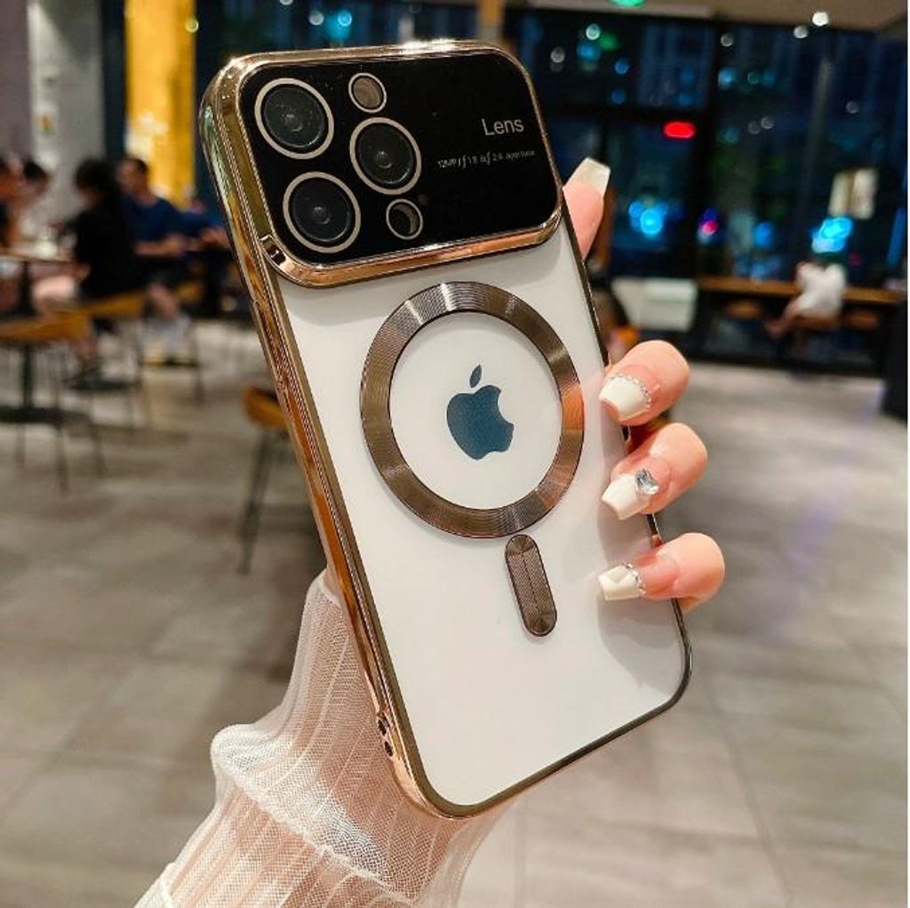 Hülle für iPhone 15 PRO Handy Schutz Silikon Case kompatibel mit MagSafe - gold