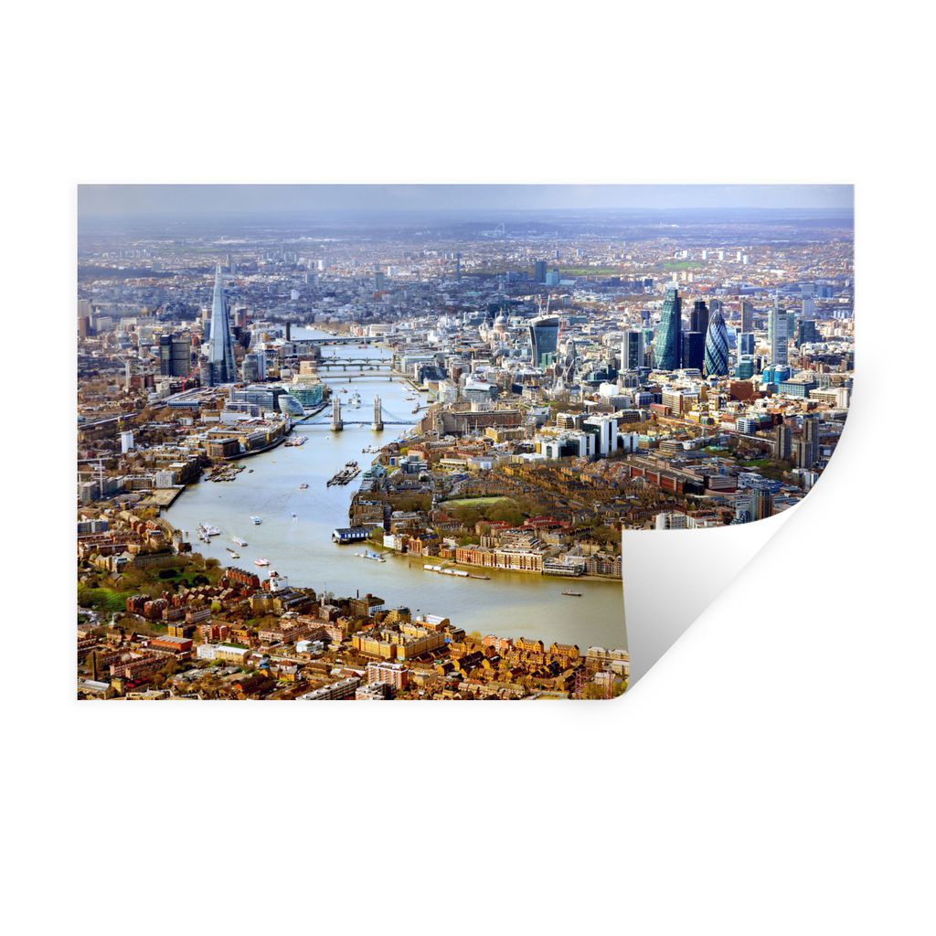 MuchoWow Wandtattoo Wandsticker Wandaufkleber London - England - Themse 60x40 cm Selbstklebend und Repositionierbar - Wierderverwendbar - Selbstk...