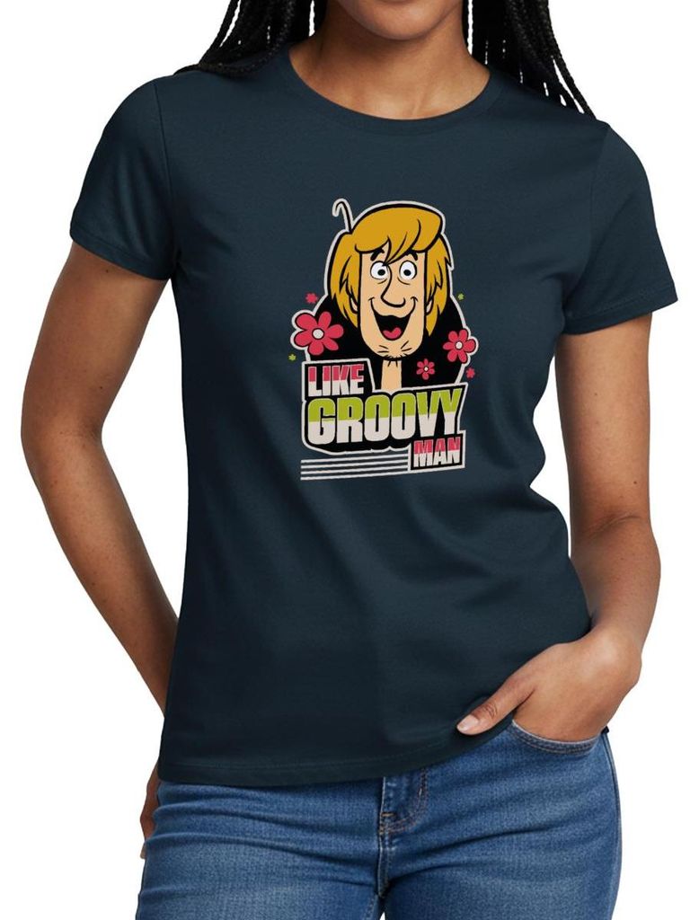 Spreadshirt Scooby-Doo Shaggy Rogers & Spruch Like Groovy Man Frauen T-Shirt, XL, Navy