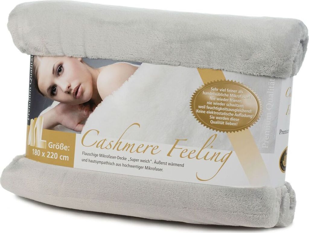 Gözze Premium Cashmere-Feeling Decke silber 180x220 cm Produktbild 