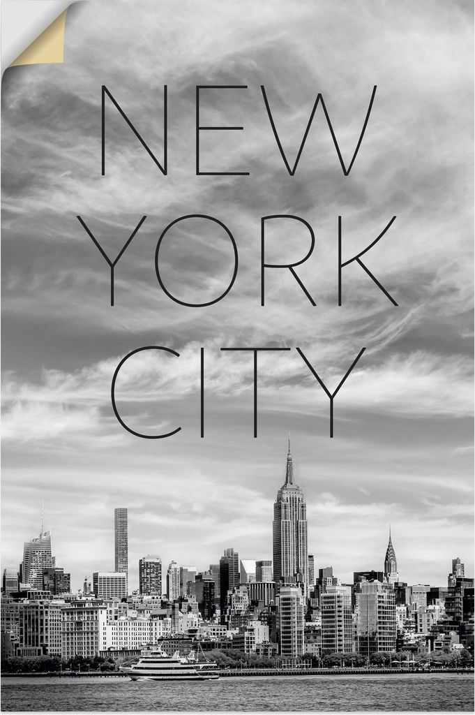ARTland Wandbild, selbstklebend NYC Midtown Manhattan | Text & Skyline Größe: 40x60 cm
