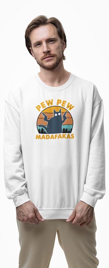 D&B Design Uni Pullover SWEB00028 Madafakas Weiß-Größe M