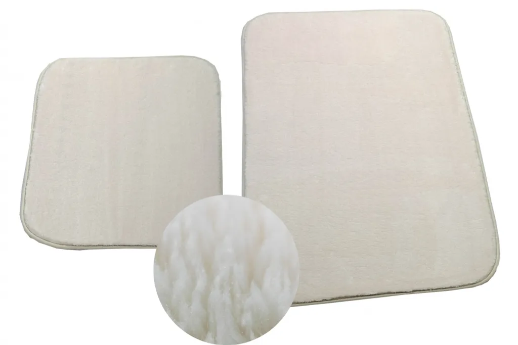 Parure de tapis de bain 2 pièces crème : textile de douche grand format