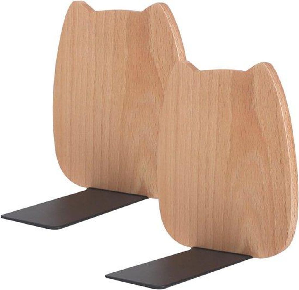 Bücherstützen für Bücherregal - 2 Stück Holz L-förmige Stützen mit Anti-Slip Unterseite