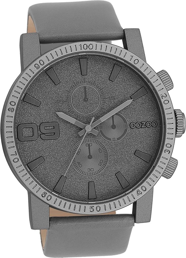 Oozoo Leder Herren Uhr Analog Quarzuhr Armband dunkelgrau Timepieces D2UOC11312