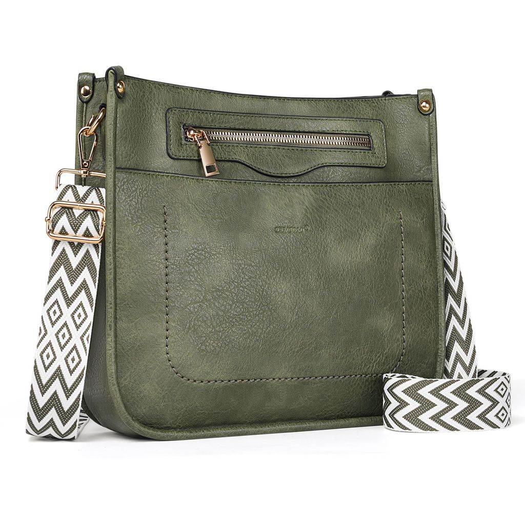 Umhängetasche Damen Handtasche mittelgroß Crossbody Bag multi pochette tasche Damenhandtasche mit Verstellbar Breitem Schultergurt (Dunkelgrün)