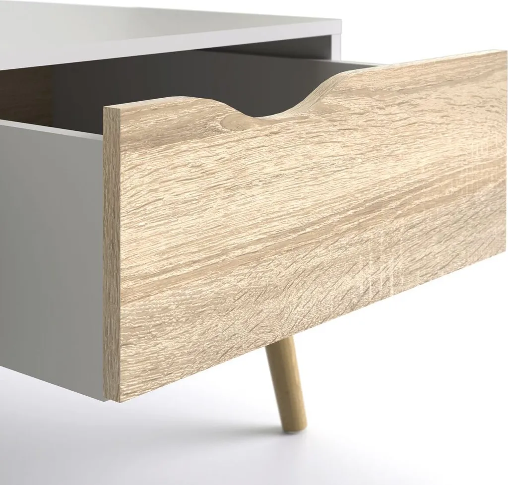 Tavolino da Salotto OSLO Bianco / Rovere | Tavolo TV Salvaspazio - 14