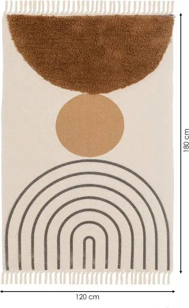 Tapis de Salon à Franges Beige Marron 120x180 cm - Design Texture Douce - 3