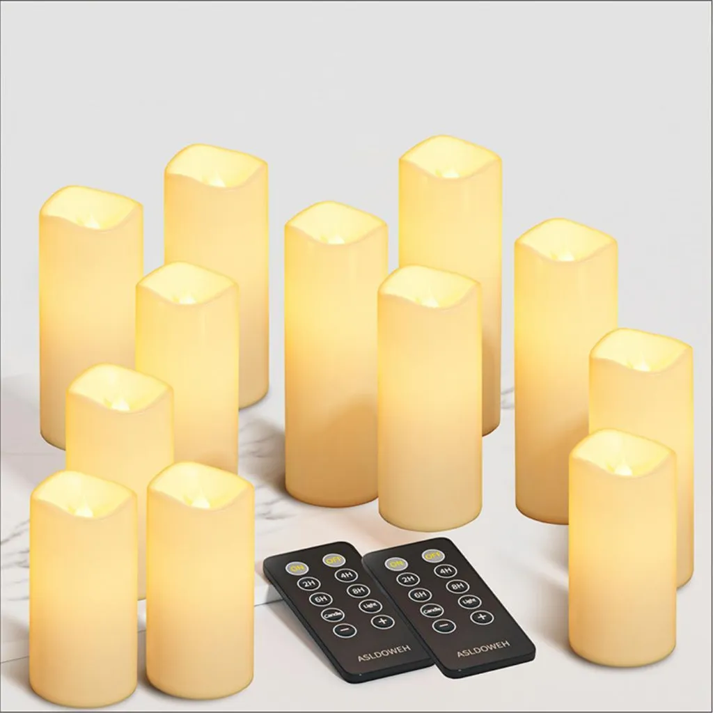Bougies LED sécurisées sans risque de feu - 12 pièces avec commandes
