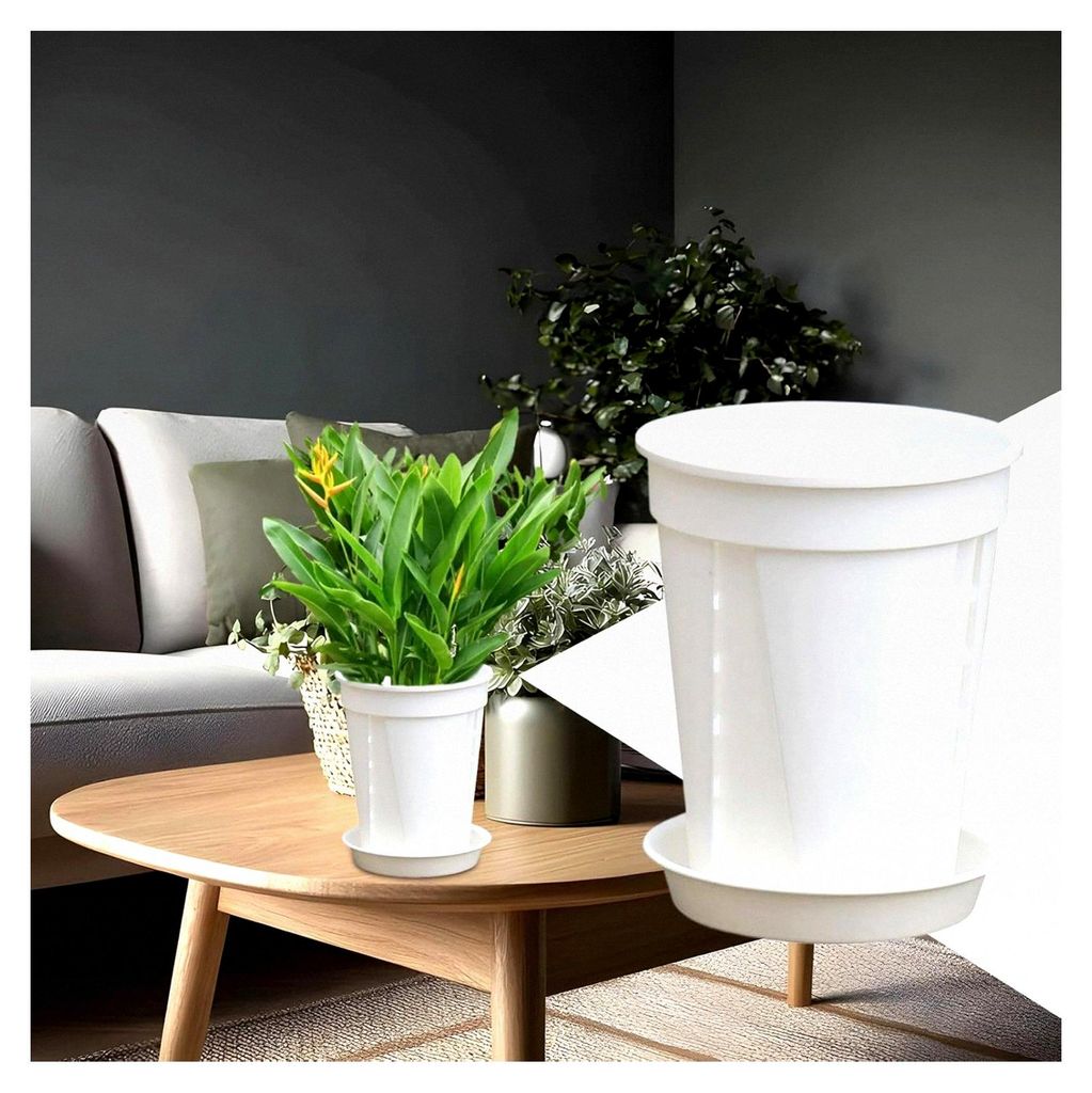 Pflanzentöpfe für Zimmerpflanzen - 5 Stück mit Drainageuntersetzer für Fensterbank, Balkon, Terrasse und Wintergarten