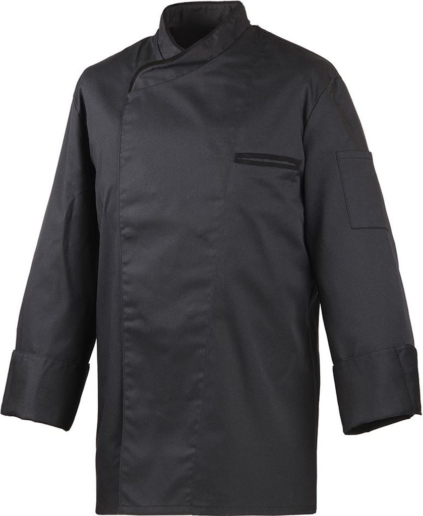 Koch-Jacke, langarm, Uni, mit Druckknöpfen, schwarz, Größe Produktbild 