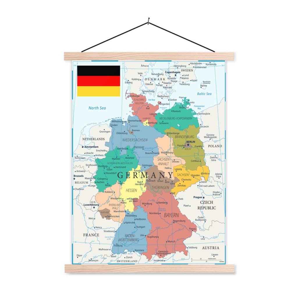 MuchoWow® Textilní plakát - Podrobná mapa Německa - Obrázek produktu 