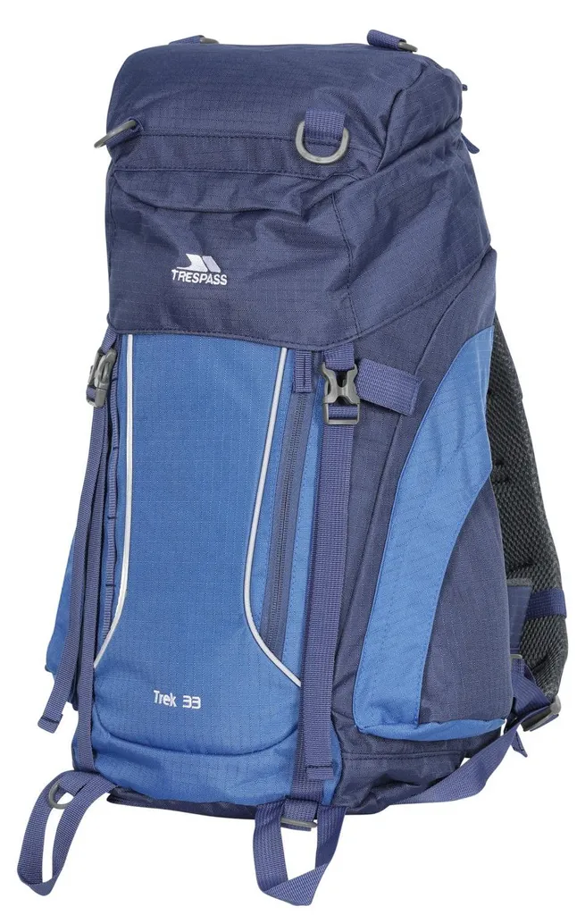 Sac à dos de randonnée 33L Trespass Trek 33 Bleu Électrique polyvalent