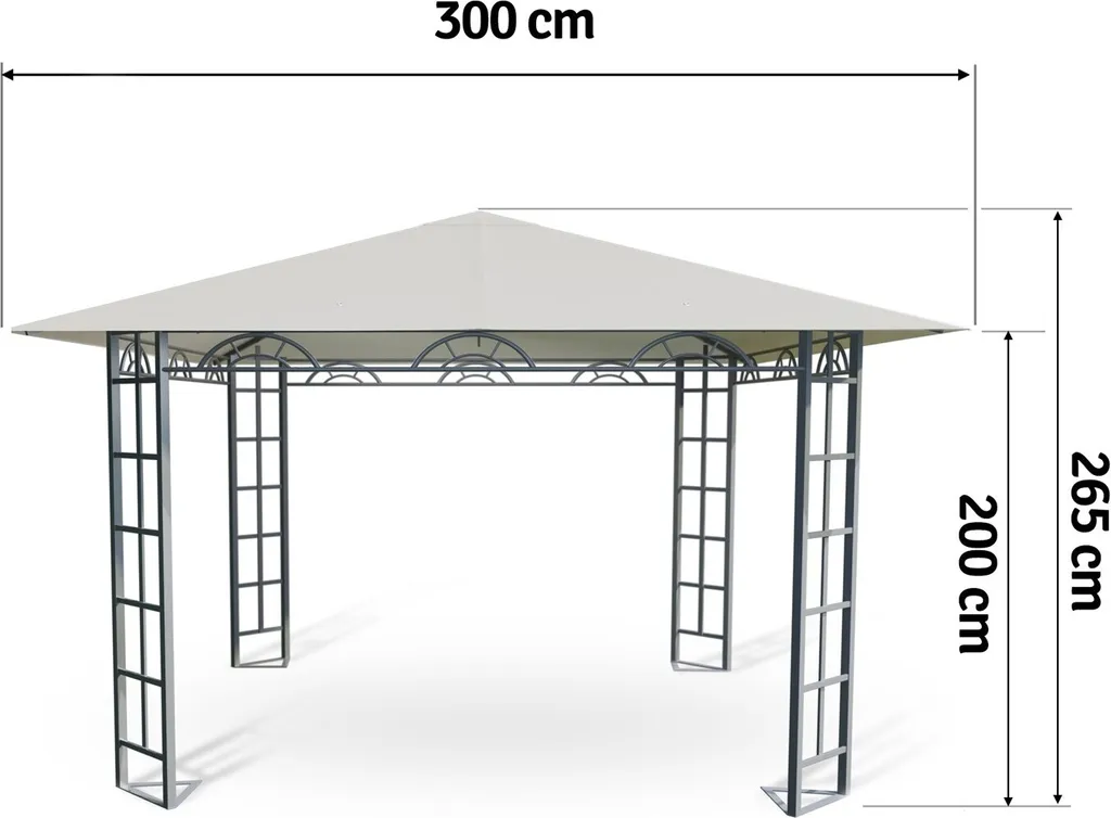 Pavillon de jardin beige 3x3m 4934 avec structure robuste en métal - 4