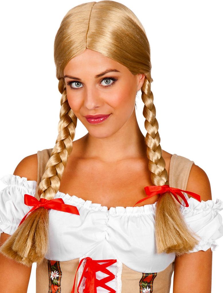 Zopfperücke blond - Kostüm Perücke für Fasching Produktbild 