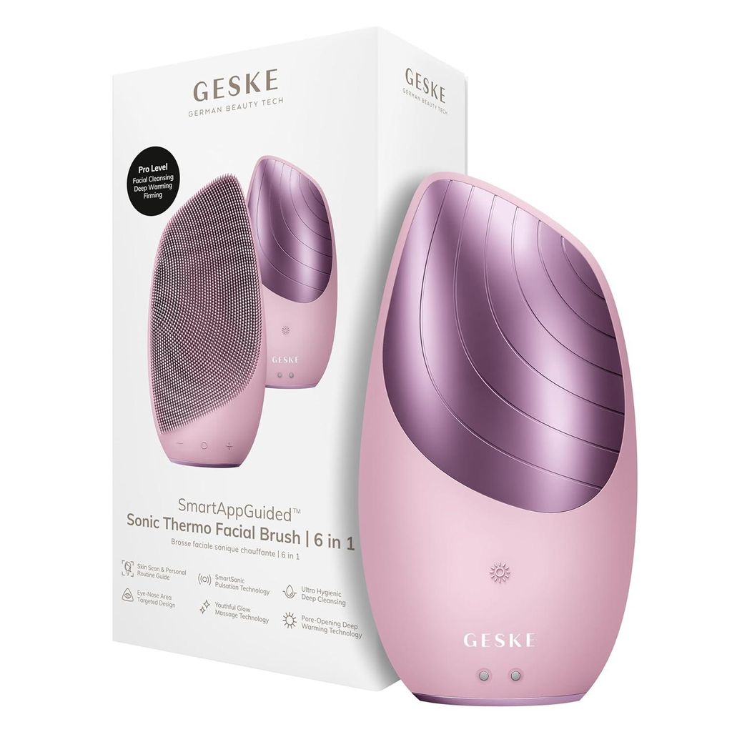 Elektrische Gesichtsreinigungsbürste 6 in 1 mit Wärmefunktion, Gesichtsmassagegerät aus Silikon, Tiefenreinigung, SmartSonic Technologie, Hautpf...