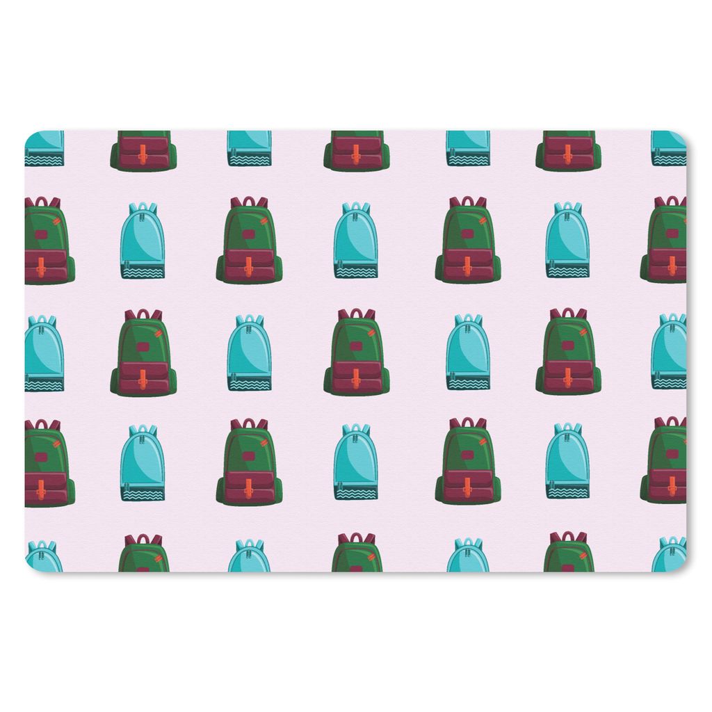 MuchoWow Schreibtischunterlage Rucksack - Muster - Retro - Pastell 60x40 cm - XXL Mauspad - Großes Mauspad