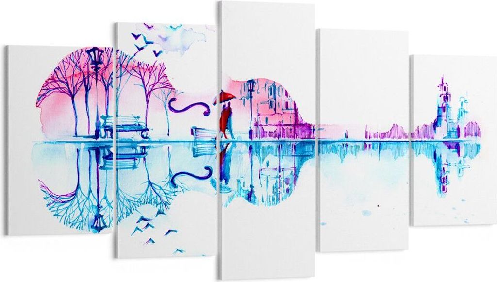 Bild auf Leinwand - Leinwandbild - Violine Walk regen Aktivitäten - 160x85cm - Wand Bild - Wanddeko - Leinwanddruck - Bilder - Kunstdruck - Wandde...