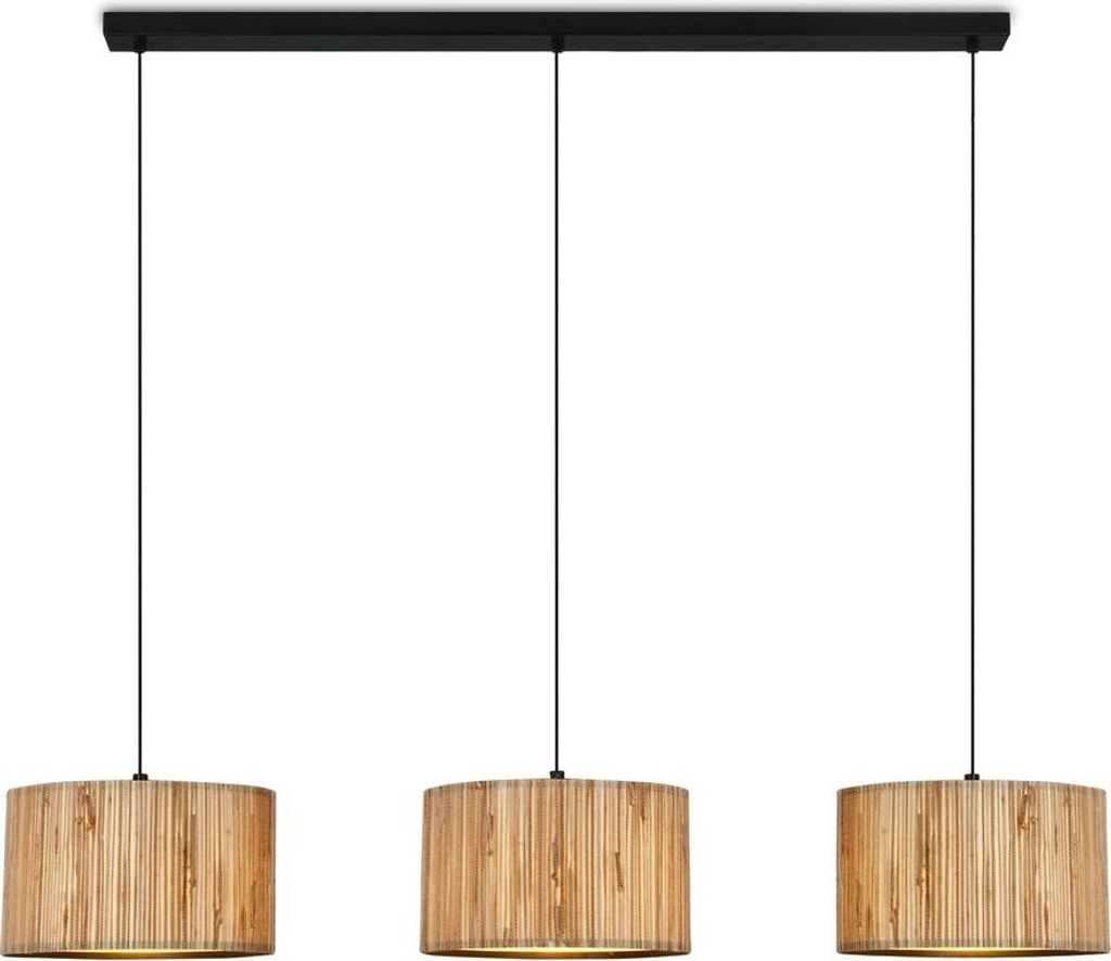 Briloner Slama Pendelleuchte, Seegras Schirm, 3-Flammig, Boho-Stil, E27 Fassung, Natur, 110 x 25 x 120 cm