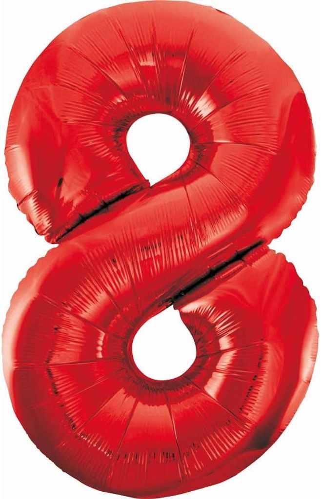 XL Folienballon Zahl 8 rot 85 cm