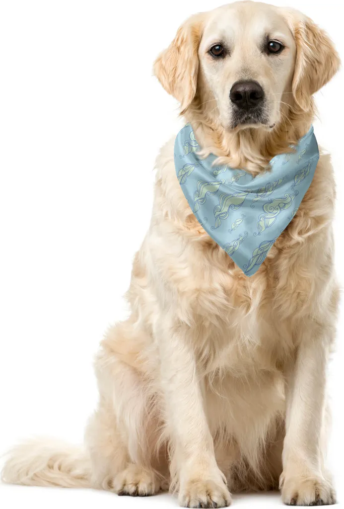 ABAKUHAUS Bandana per animali domestici Wolken, decorazioni romantiche Cumulus, 40x40 cm, blu cadetto verde