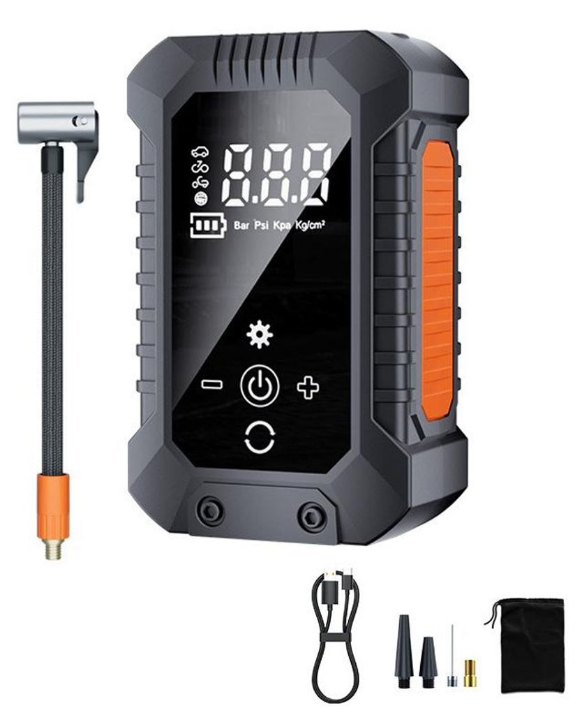 ZELURXX Kabellose Auto Luftpumpe Kompressor 7.4V 150PSI Digital mit Reifendruckanzeige, USB-C, LED-Licht, für PKW, Fahrrad, Motorrad, Schwarz