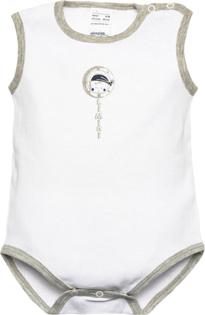 Babybody mit breiten Trägern, Pirat, weiß, Olimpias