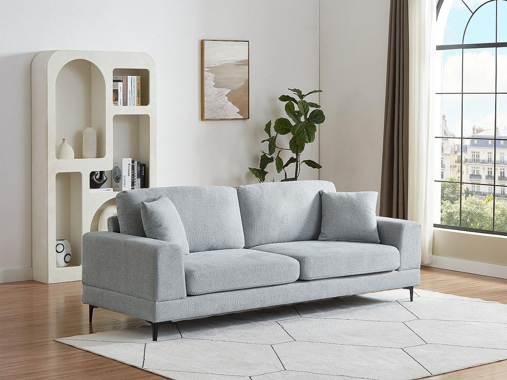 3-Sitzer-Sofa aus hellgrauem Strukturstoff JAMOLO