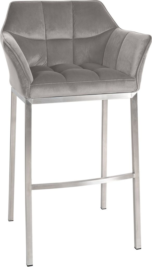 Barhocker HLO-CP1 E Samt mit 4-Fuß Gestell grau