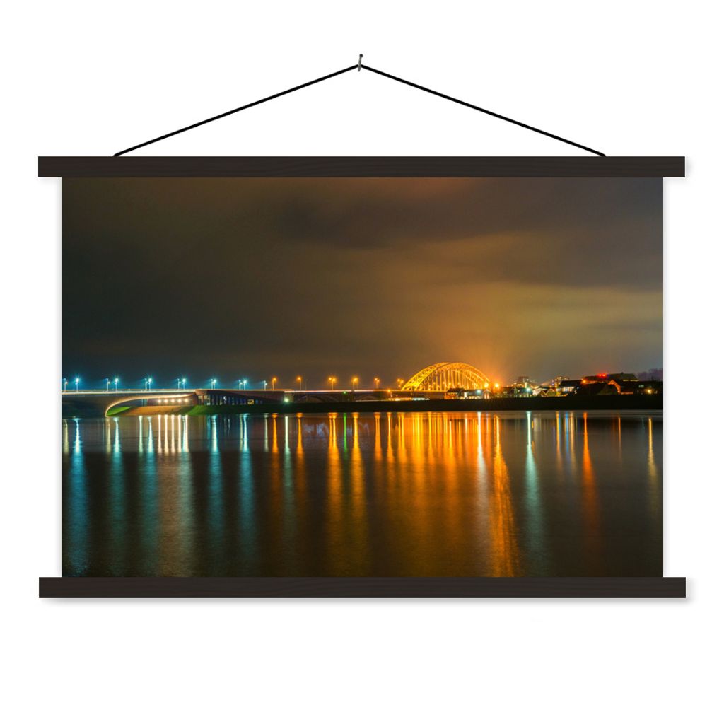 MuchoWow Textilposter Nijmegen - Licht - Wasser 120x80 cm mit schwarzem Rahmen - Wanddeko