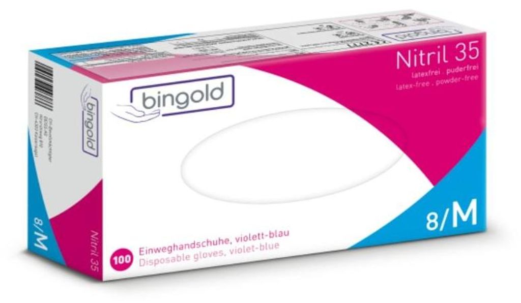 BINGOLD Nitril 35 Schwarz Einweghandschuhe puderfrei 100 Produktbild 