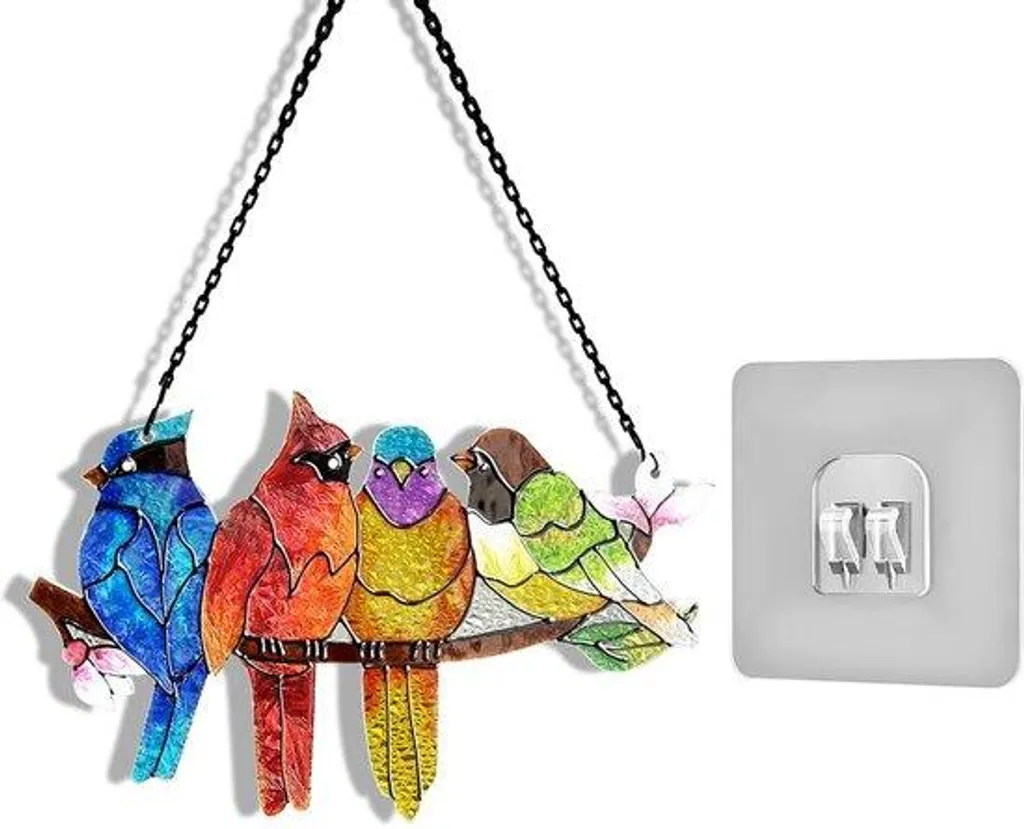 Décoration de fenêtre oiseau en verre et ornement de jardin mural