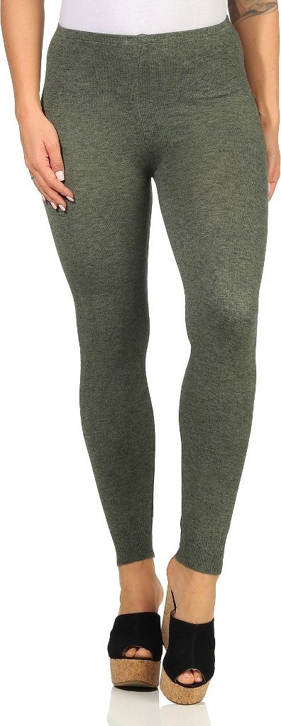 Damen warme weiche lange Leggings gestrickt Nahtlos Einheitsgröße Art. 294 S M L 36 38 40 Grün