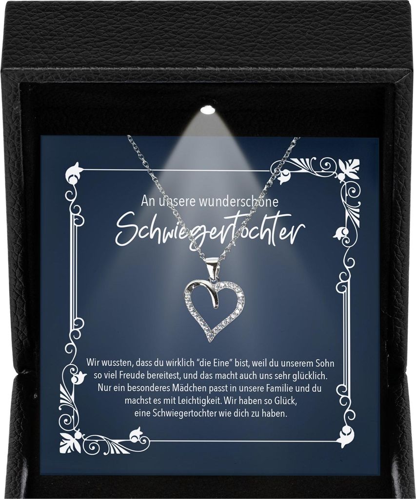 22Feels Schwiegertochter Geschenk Hochzeit Frauen Schmuck - Silber 925/000 Herz Halskette - Damen Hochzeitstag Geburtstag Weihnachten Idee - Karte ...