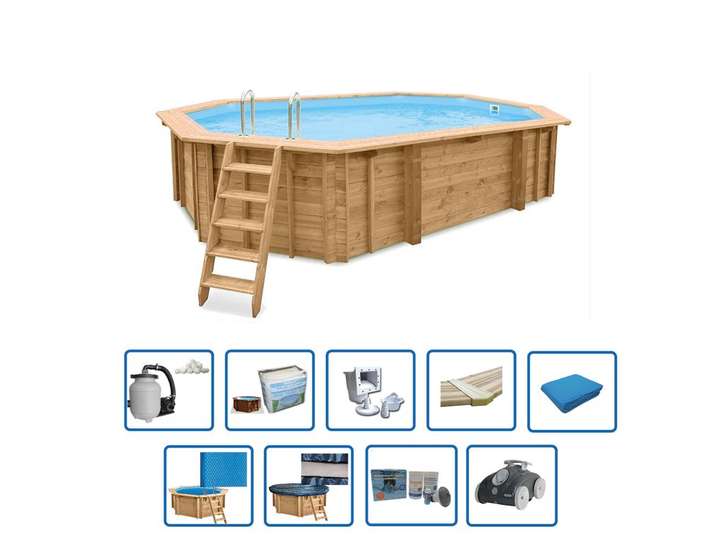 Interline Java Holzpool 6,40 × 4,00 m – 1,38 m Oval – Super Set